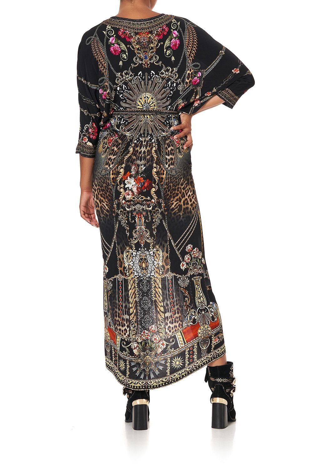 FITTED V NECK DRESS WITH TIE GOTHIC GODDESS