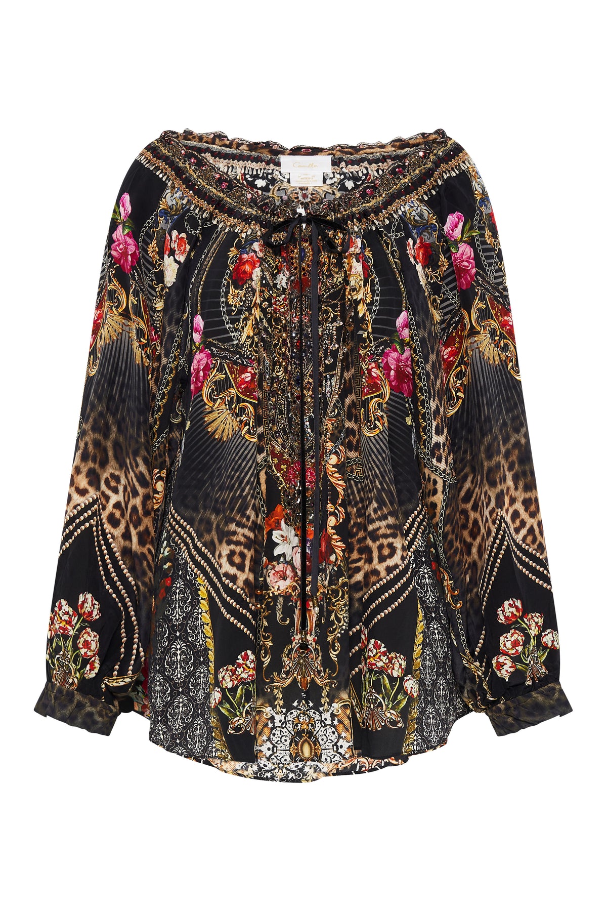 NECK TIE GATHERED BLOUSE GOTHIC GODDESS