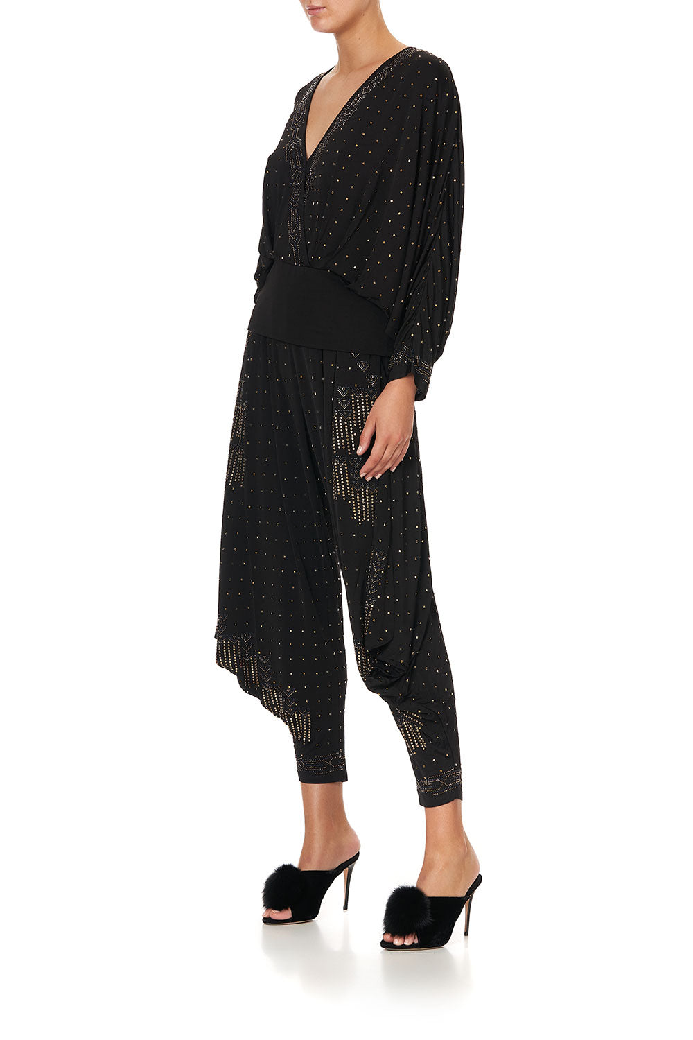 DOLMAN SLEEVE JERSEY TOP DRIPPING IN DECO