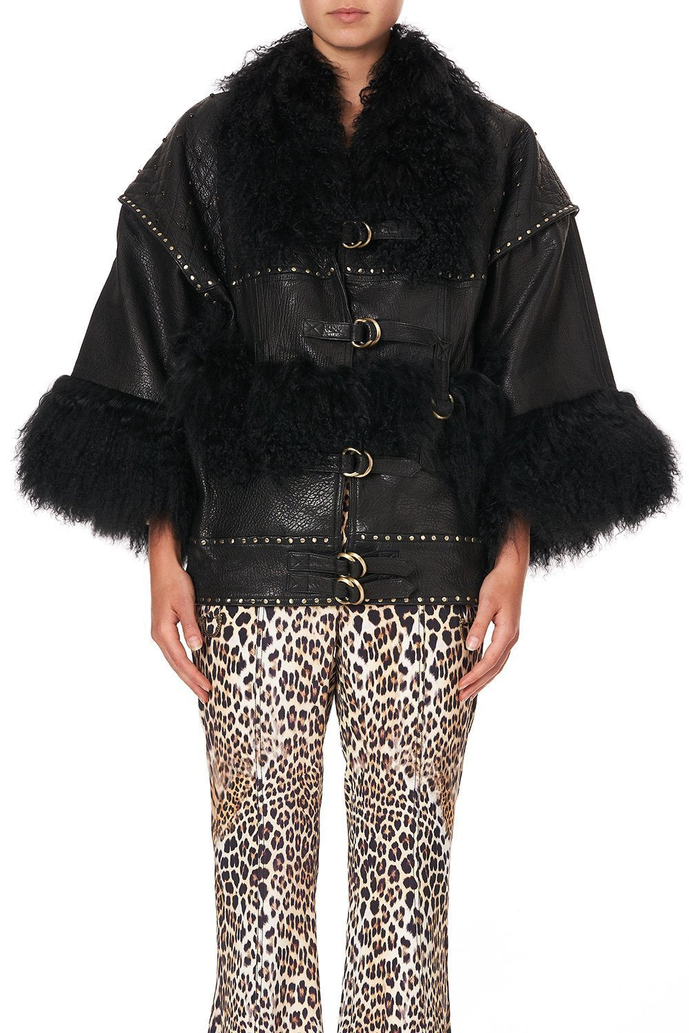 DROP SLEEVE PANELLED JACKET LEATHER