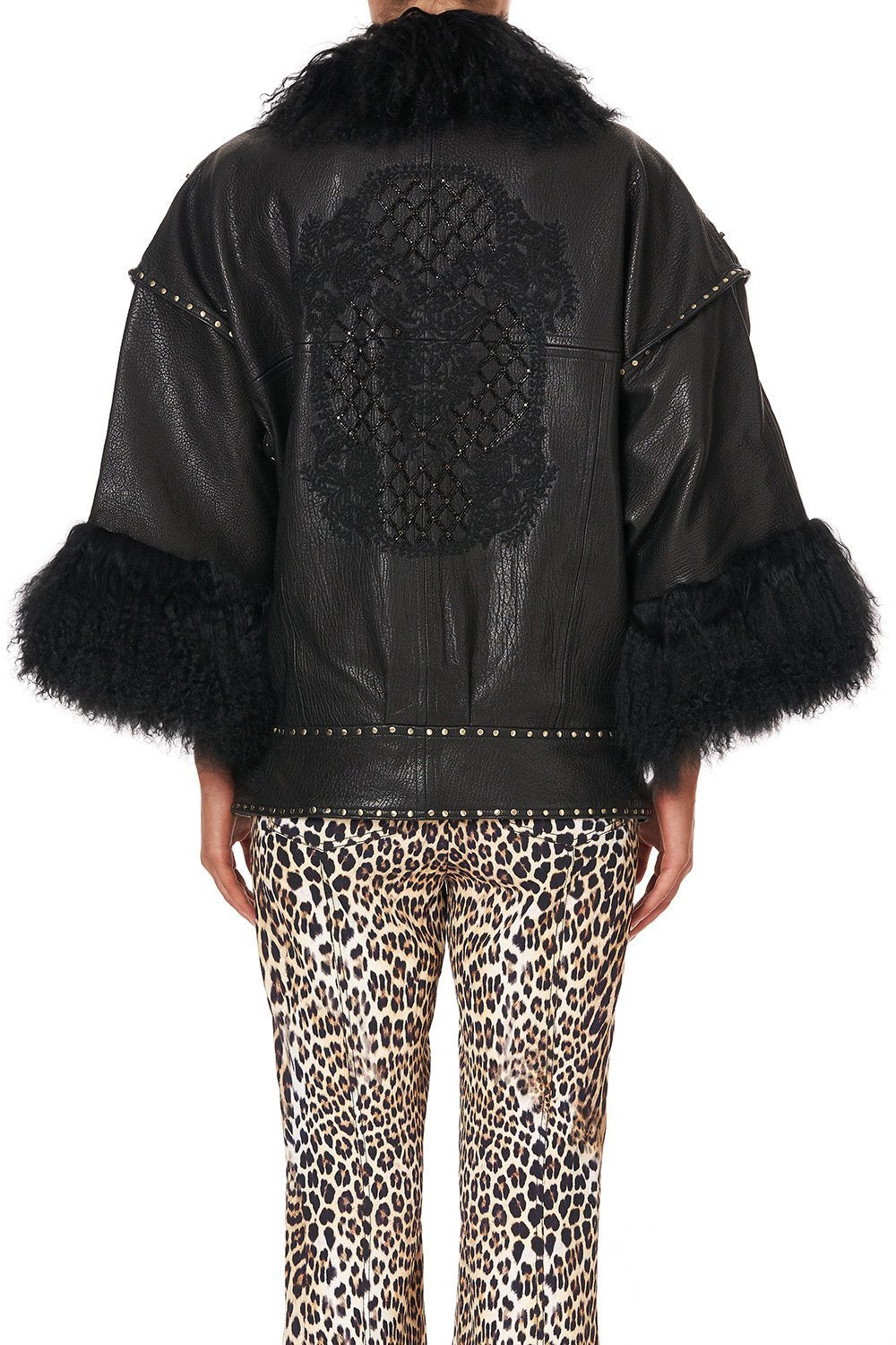 DROP SLEEVE PANELLED JACKET LEATHER