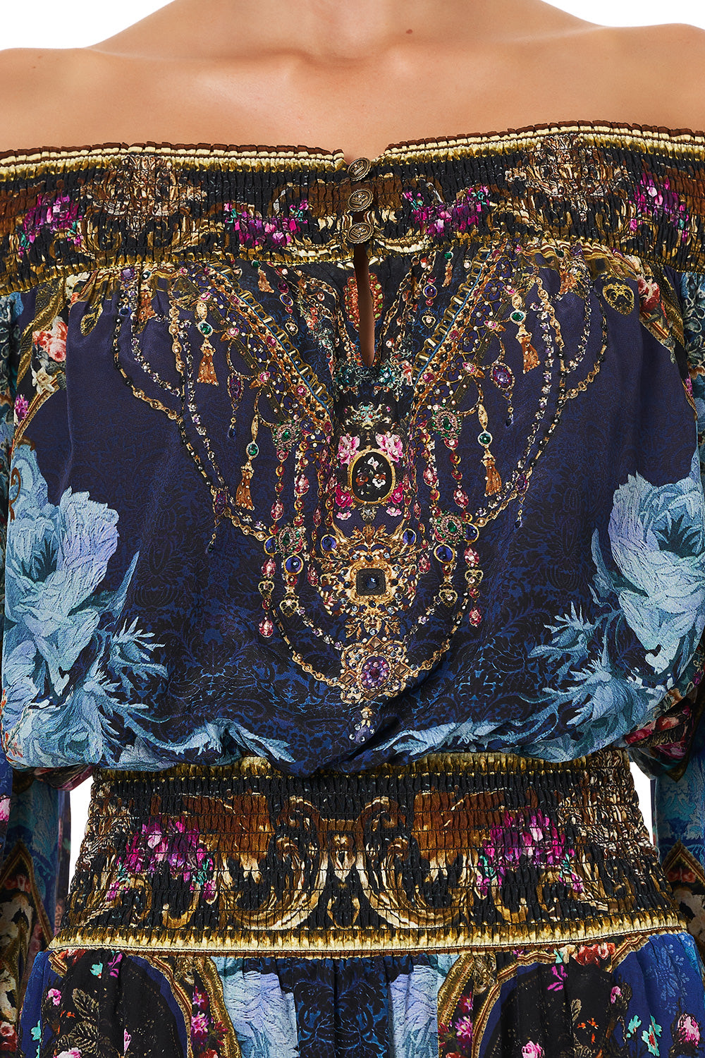 OFF SHOULDER SHORT DRESS FIELDS OF TREASURE