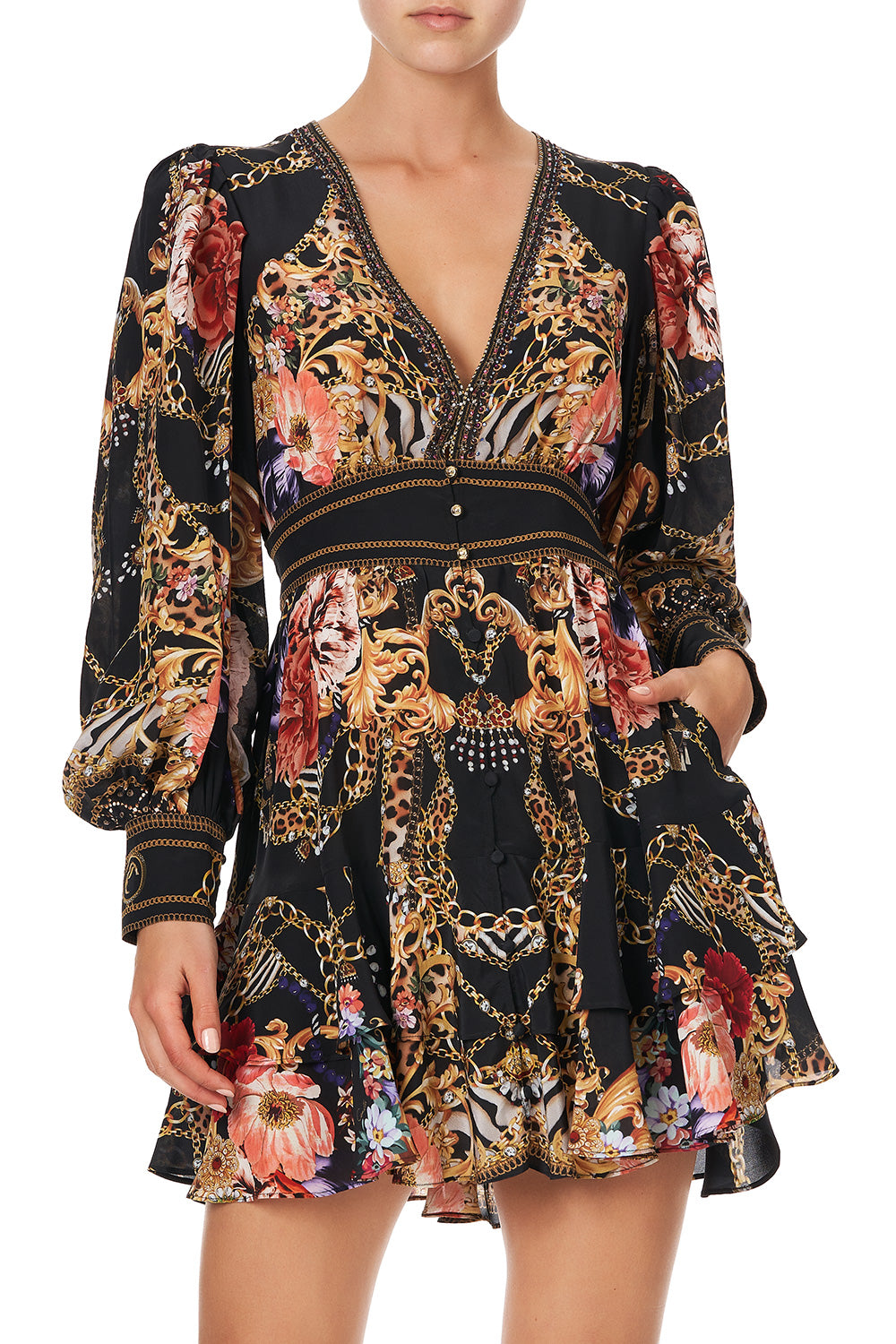 BUTTON FRONT FRILL DRESS A NIGHT IN THE 90S