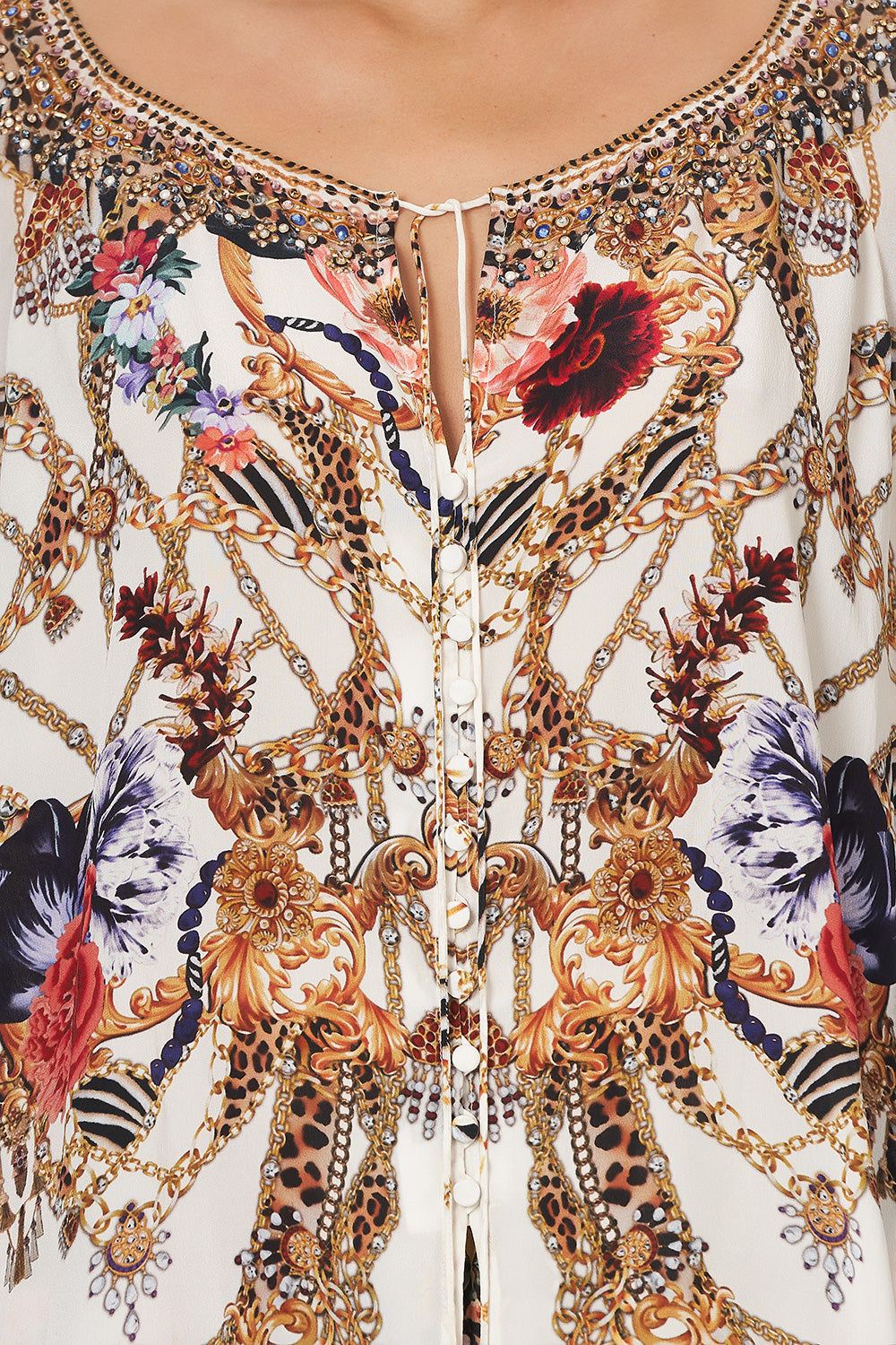 RAGLAN SLEEVE BUTTON UP TOP REIGN SUPREME