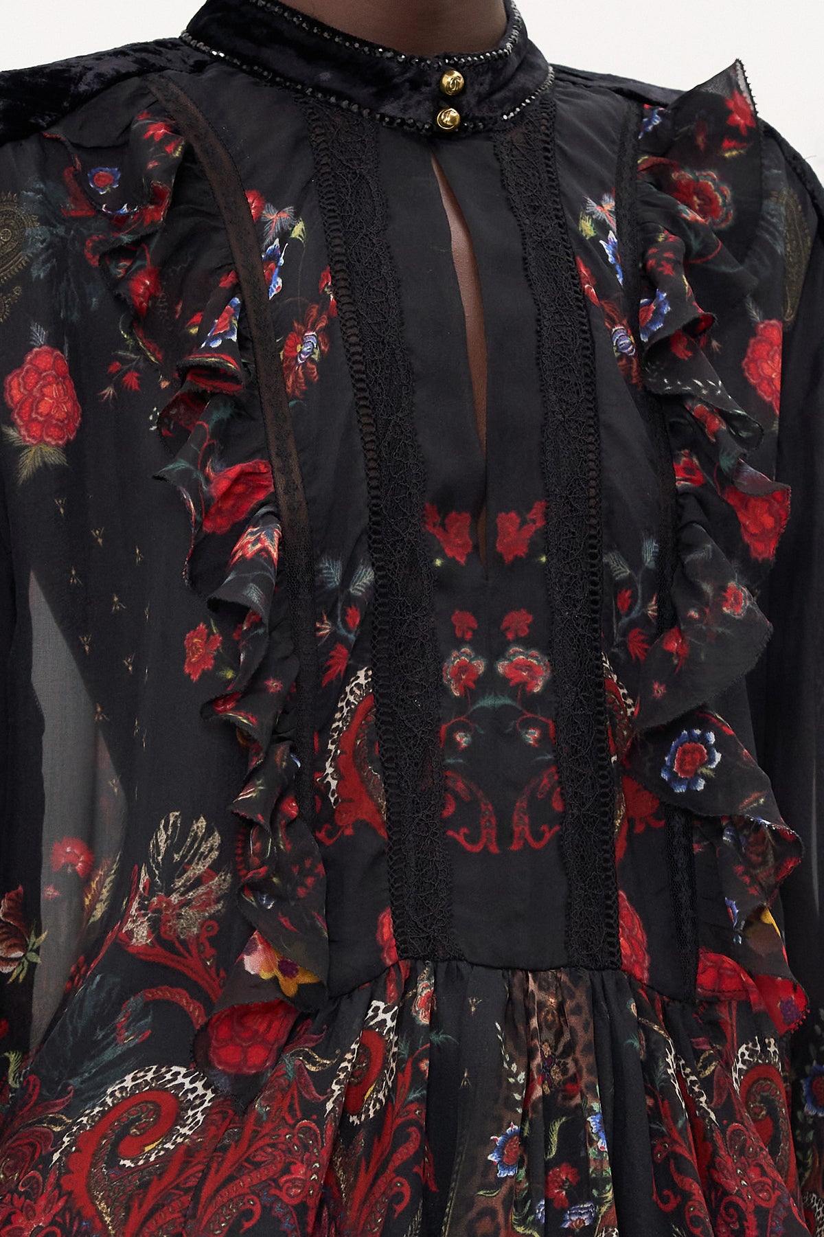 BLOUSON RUFFLE BLOUSE WOODSTOCK ROCK