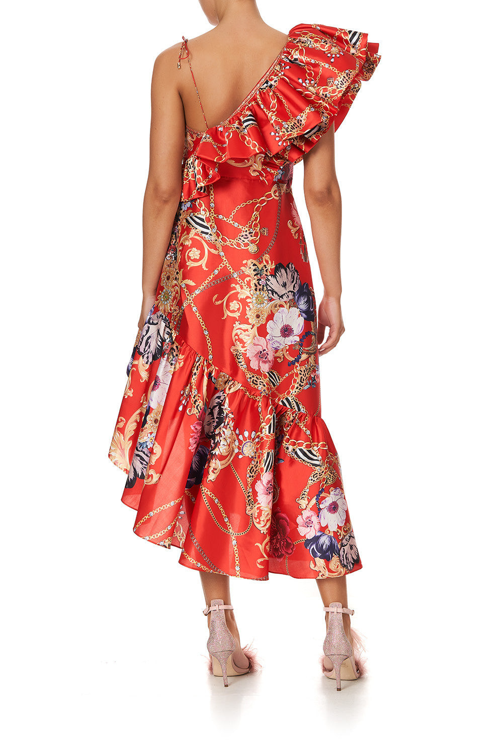 ONE SHOULDER RUFFLE DRESS PRIMA DONNA