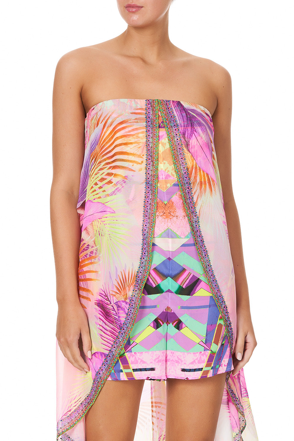 STRAPLESS OVERLAY PLAYSUIT SOUTH BEACH SUNRISE