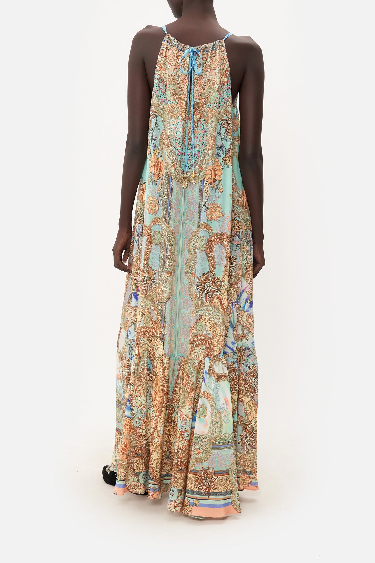 DRAWSTRING HALTER DRESS MAKE LOVE NOT WAR