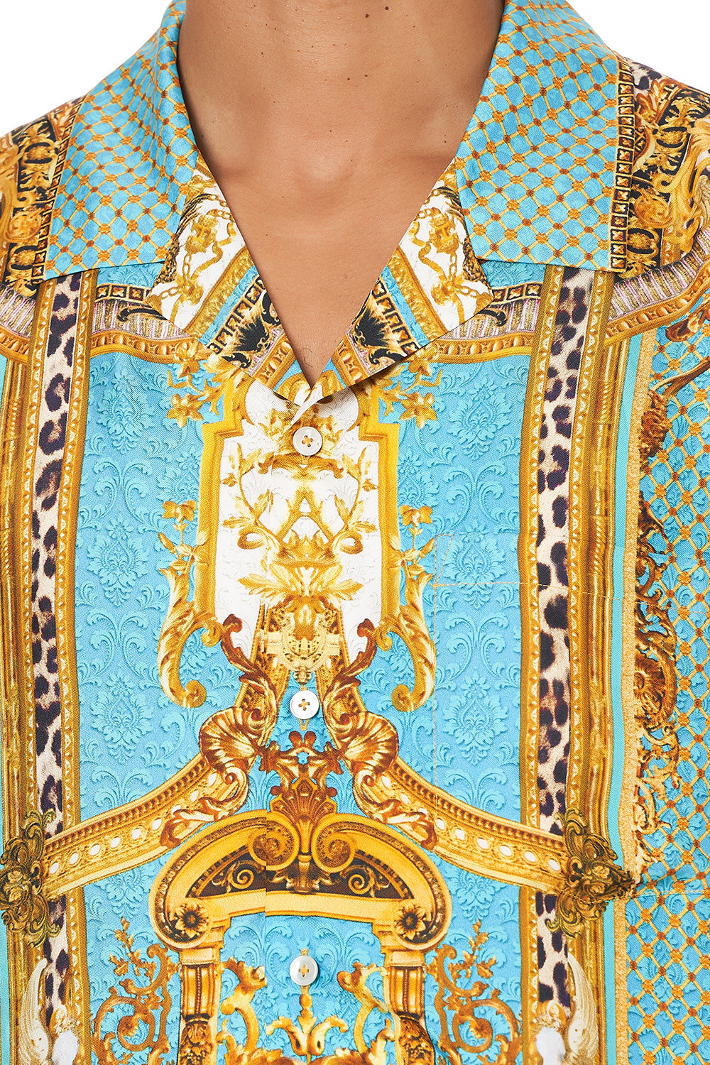 SHORT SLEEVE CAMP COLLARED SHIRT DRIPPING IN DECADENCE