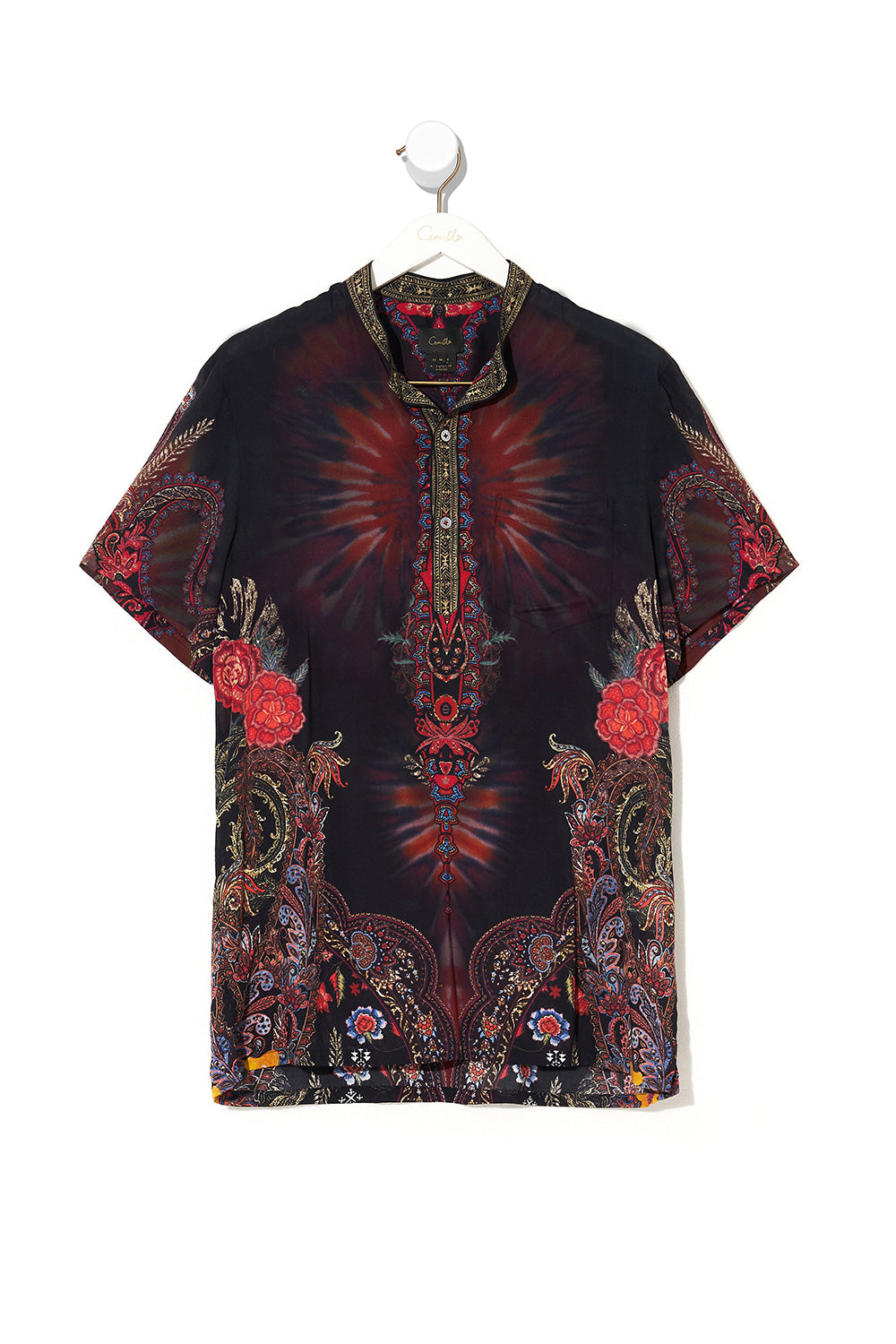 SHORT SLEEVE MANDARIN SHIRT WOODSTOCK ROCK