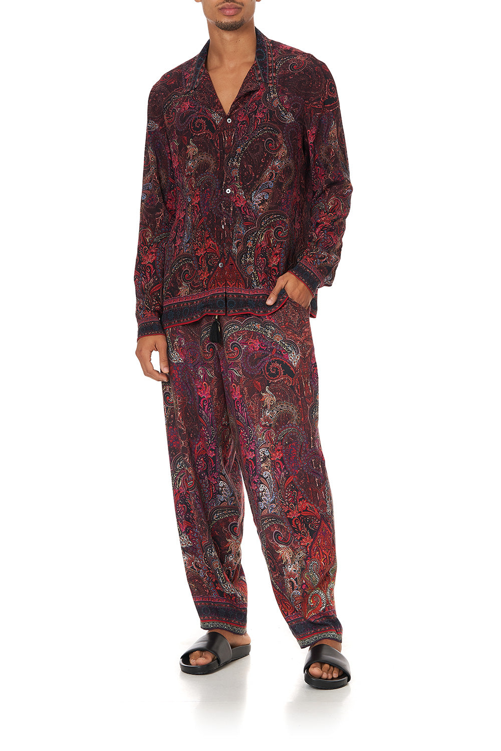 LONG SLEEVE CAMP COLLARED SHIRT WOODSTOCK ROCK