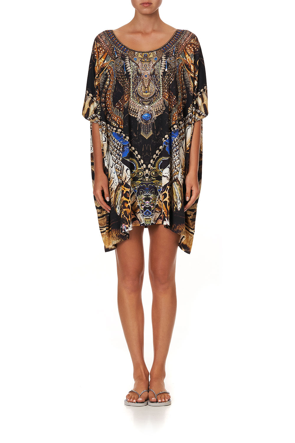 SHORT ROUND NECK LOUNGE KAFTAN DRAGON LADY
