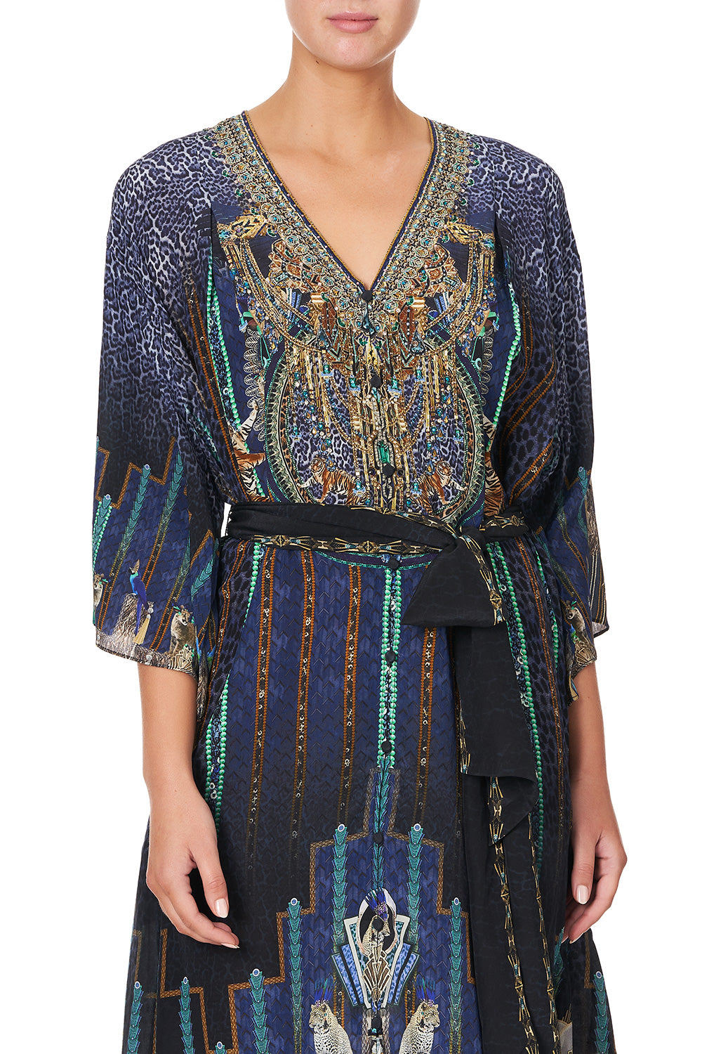 LOOSE BUTTON THROUGH DRESS DRIPPING IN DECO