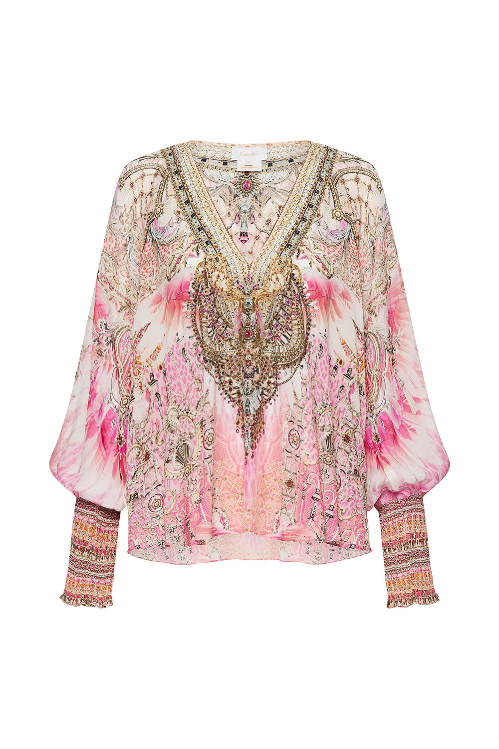 SHIRRED CUFF BLOUSE DECO DARLING