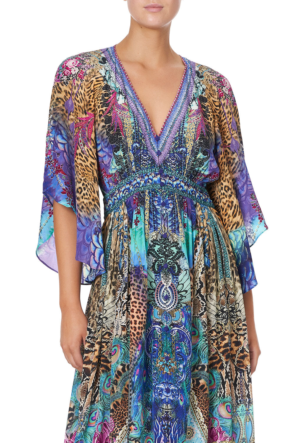 LONG DRESS WITH SMOCKED WAIST BASILICA BEAUTY