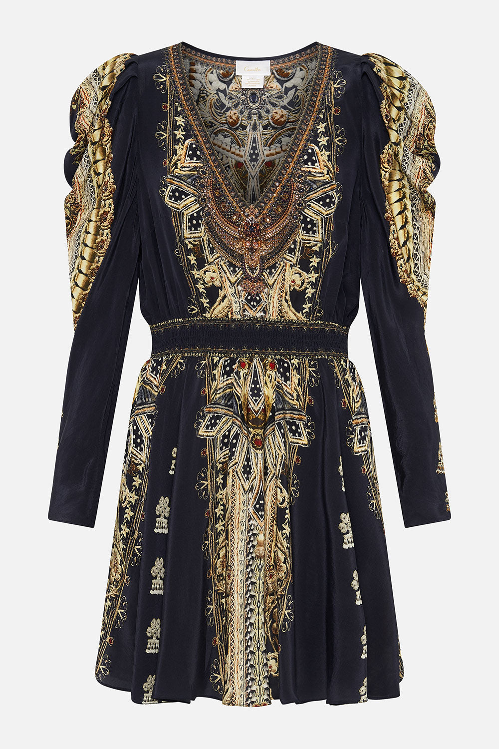 DRAPED SLEEVE SHIRRED DRESS ITS ALL OVER TORERO