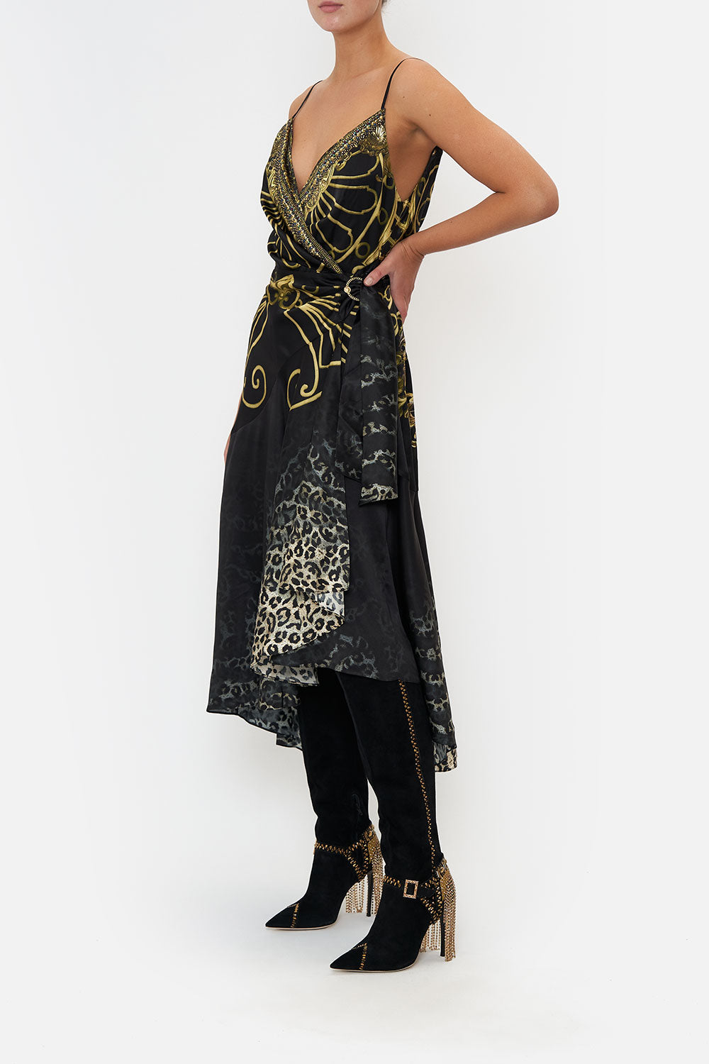 WRAP DRESS WITH RUFFLE HEM SHADOWS OF ARMADA