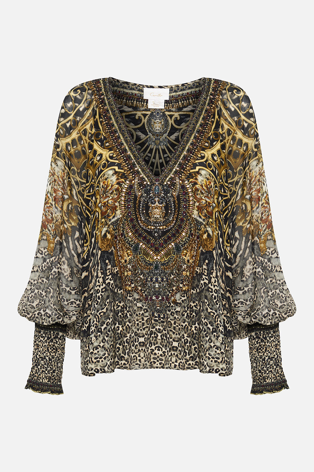 SHIRRED CUFF BLOUSE ARMADA