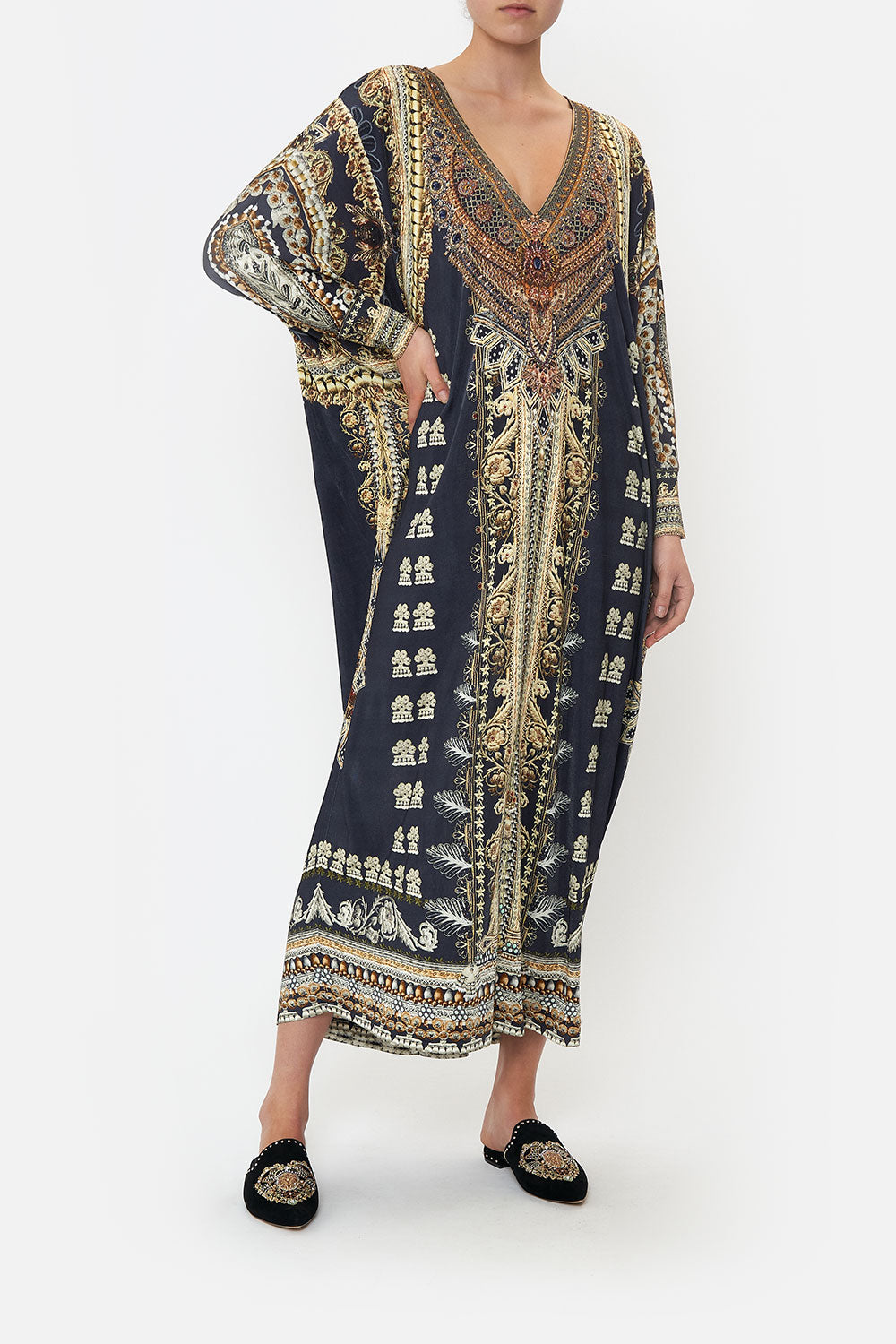 WOVEN CUFF JERSEY KAFTAN ITS ALL OVER TORERO