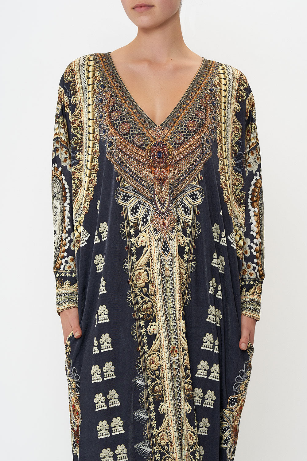 WOVEN CUFF JERSEY KAFTAN ITS ALL OVER TORERO