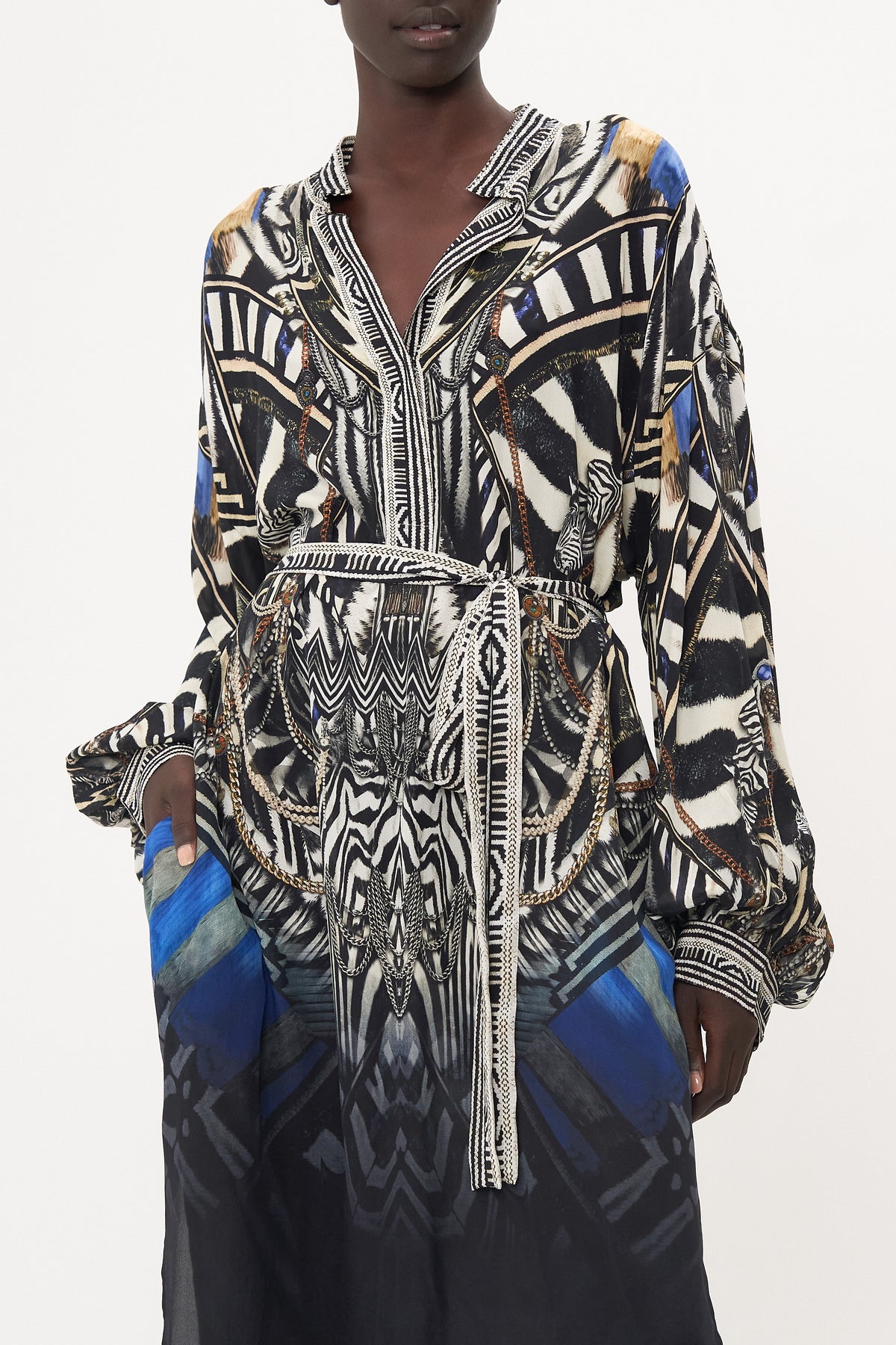 BLOUSON SLEEVE PLACKET DRESS KNIGHT OF THE WILD