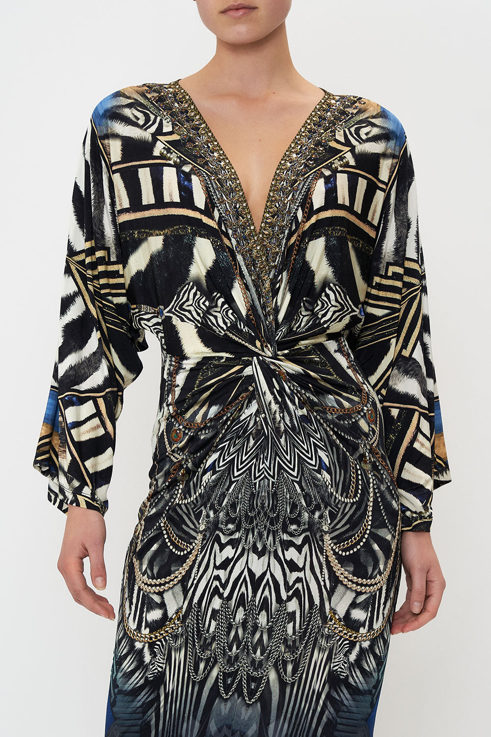 LONG SPLIT FRONT TWIST DRESS KNIGHT OF THE WILD