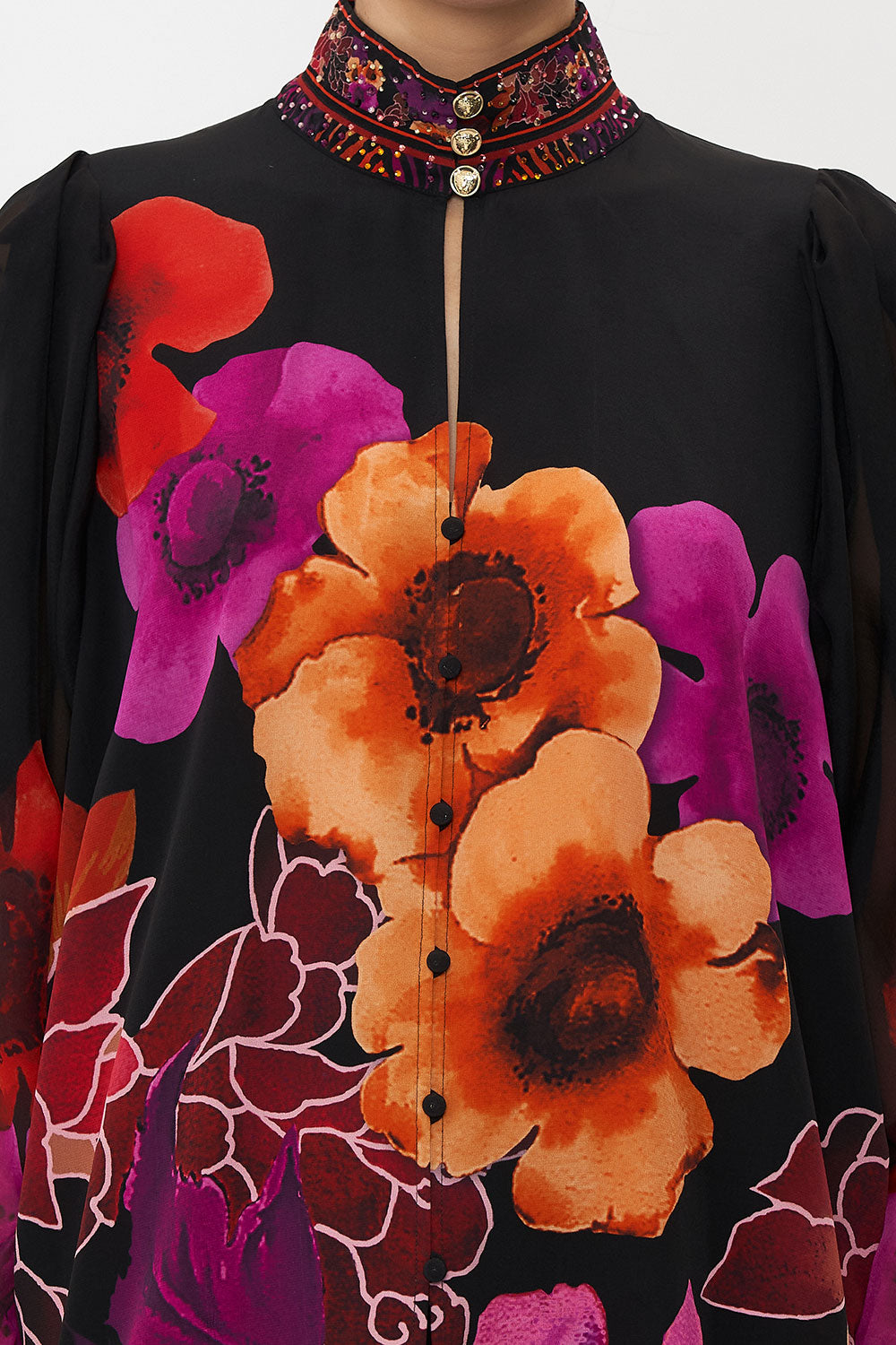 DROP SLEEVE SWING BLOUSE MIDNIGHT POPPY