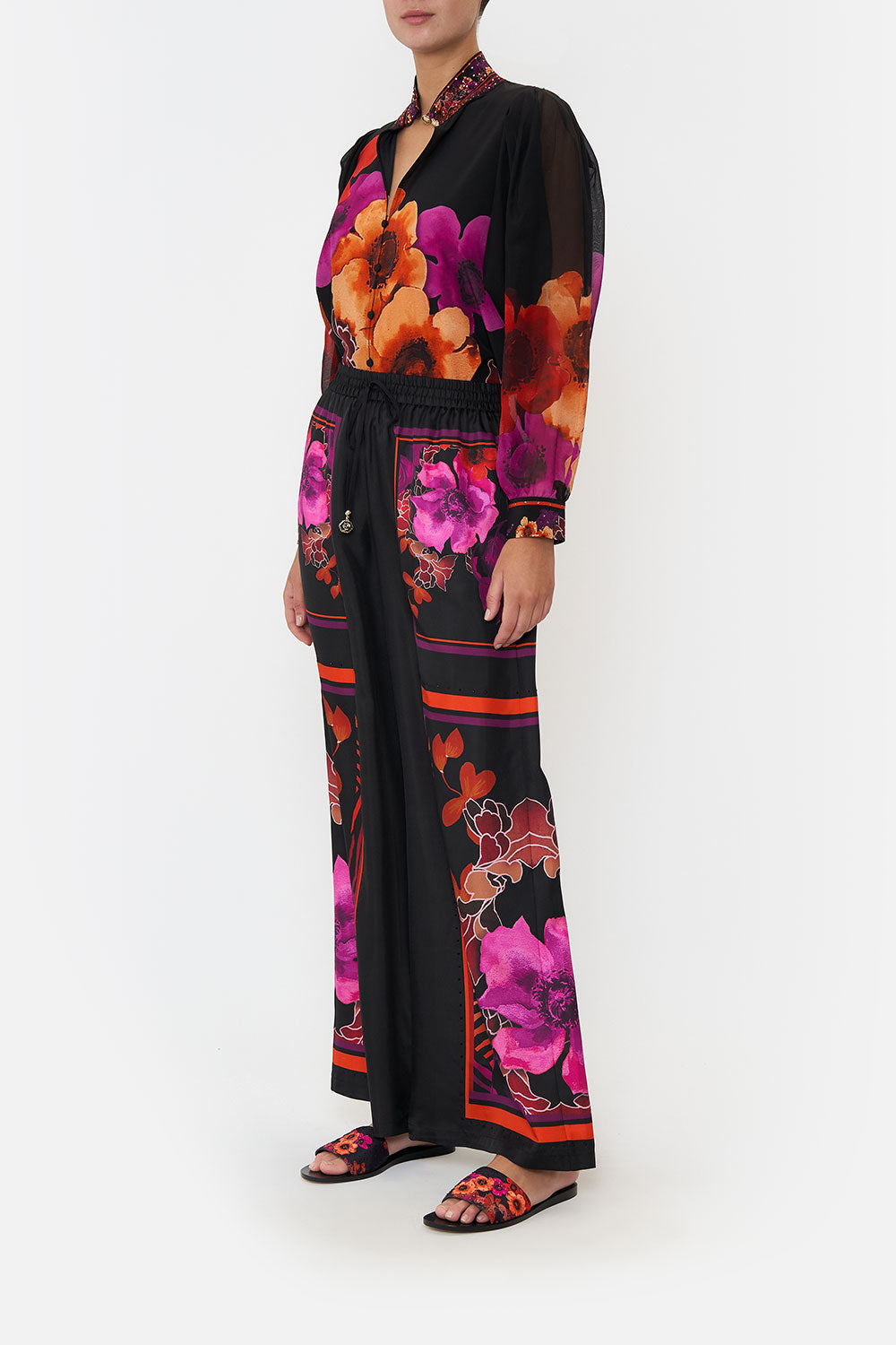 DROP SLEEVE SWING BLOUSE MIDNIGHT POPPY