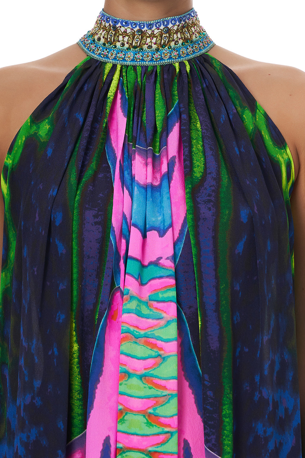 TIE NECK LONG DRESS POSEIDONS POISON