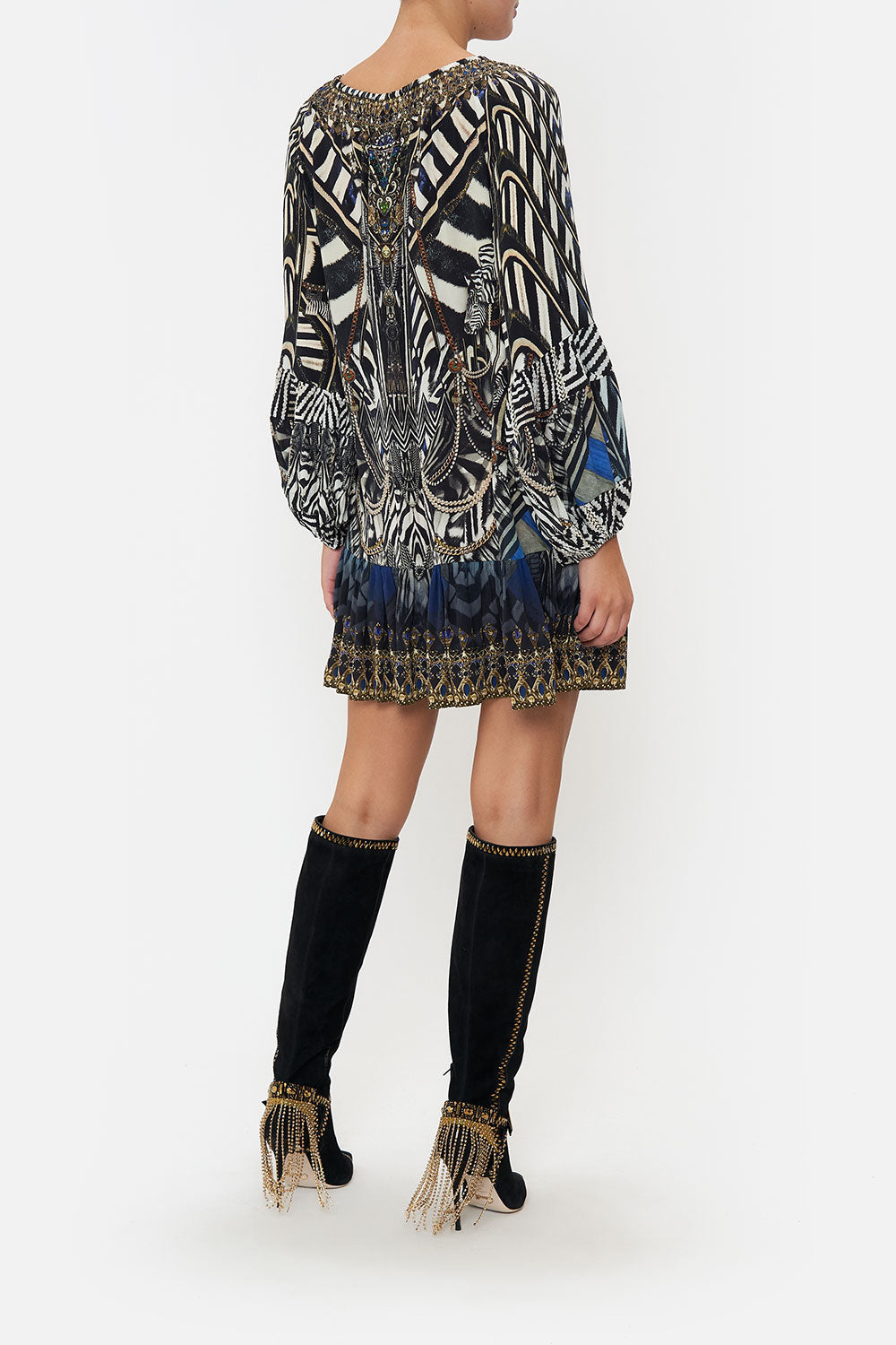 BLOUSON SLEEVE A LINE FRILL DRESS KNIGHT OF THE WILD