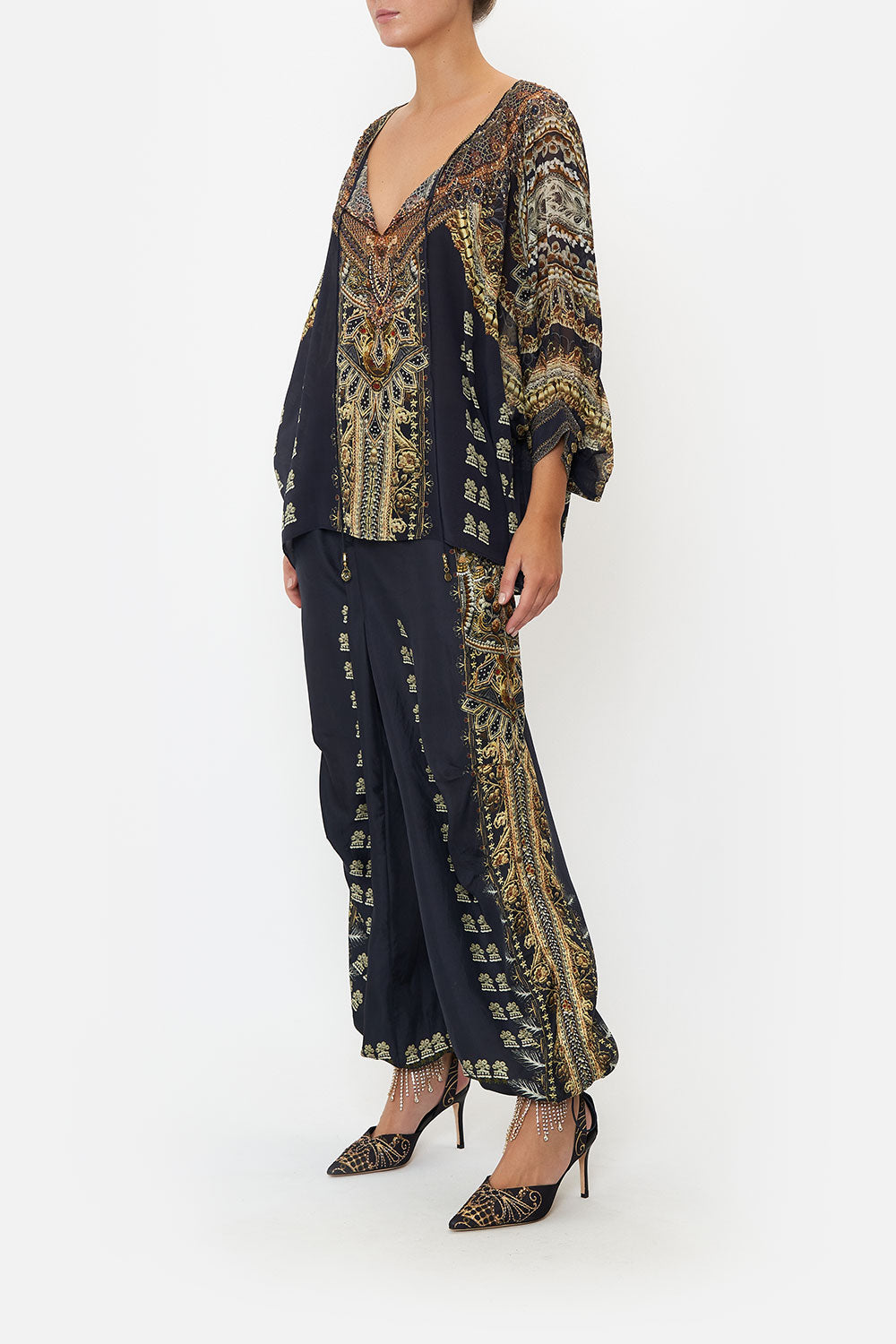 RAGLAN SLEEVE BLOUSE WITH CUFF ITS ALL OVER TORERO