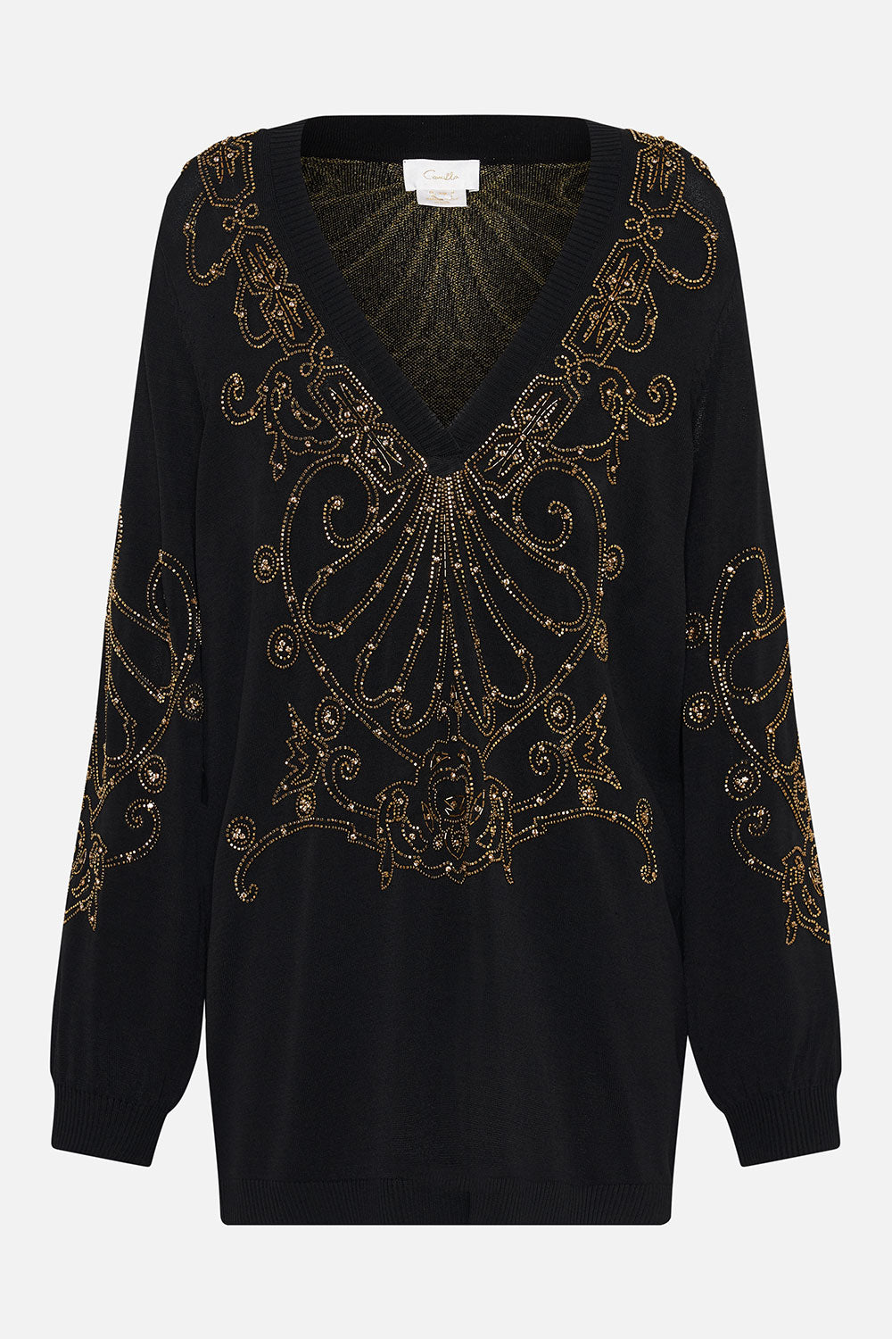 EMBELLISHED V NECK KNIT SHADOWS OF ARMADA