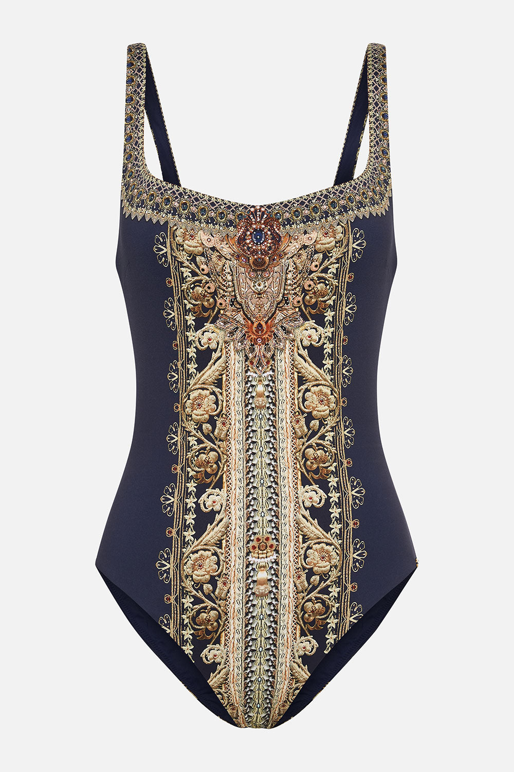 UNDERWIRE SQUARE NECK ONE PIECE ITS ALL OVER TORERO