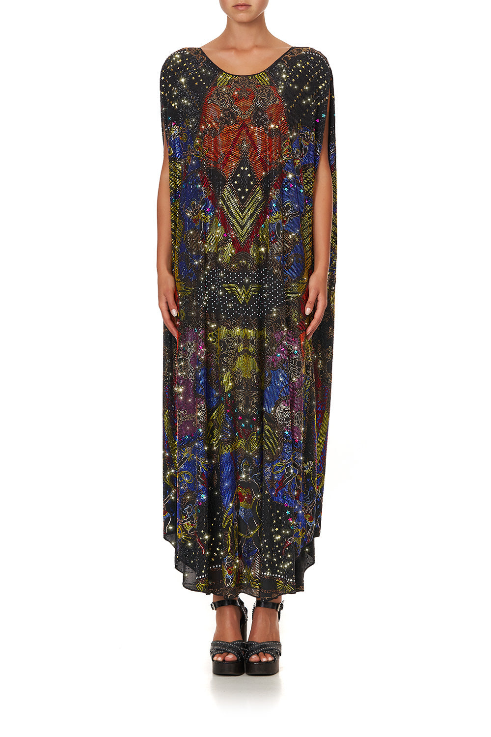 SHEER ROUND NECK KAFTAN WONDER WOMAN
