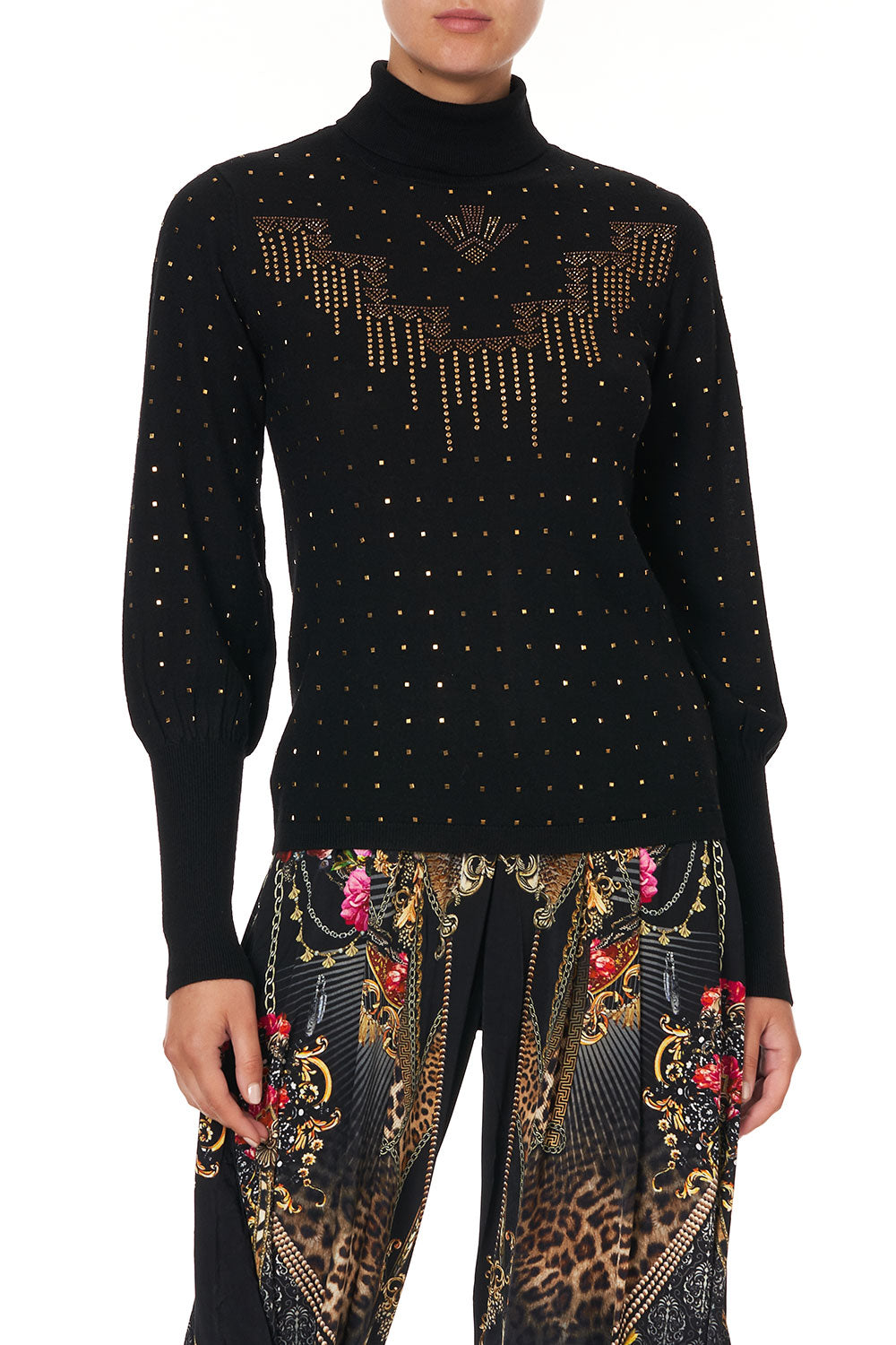 GATHERED CUFF FITTED KNIT GOTHIC GODDESS