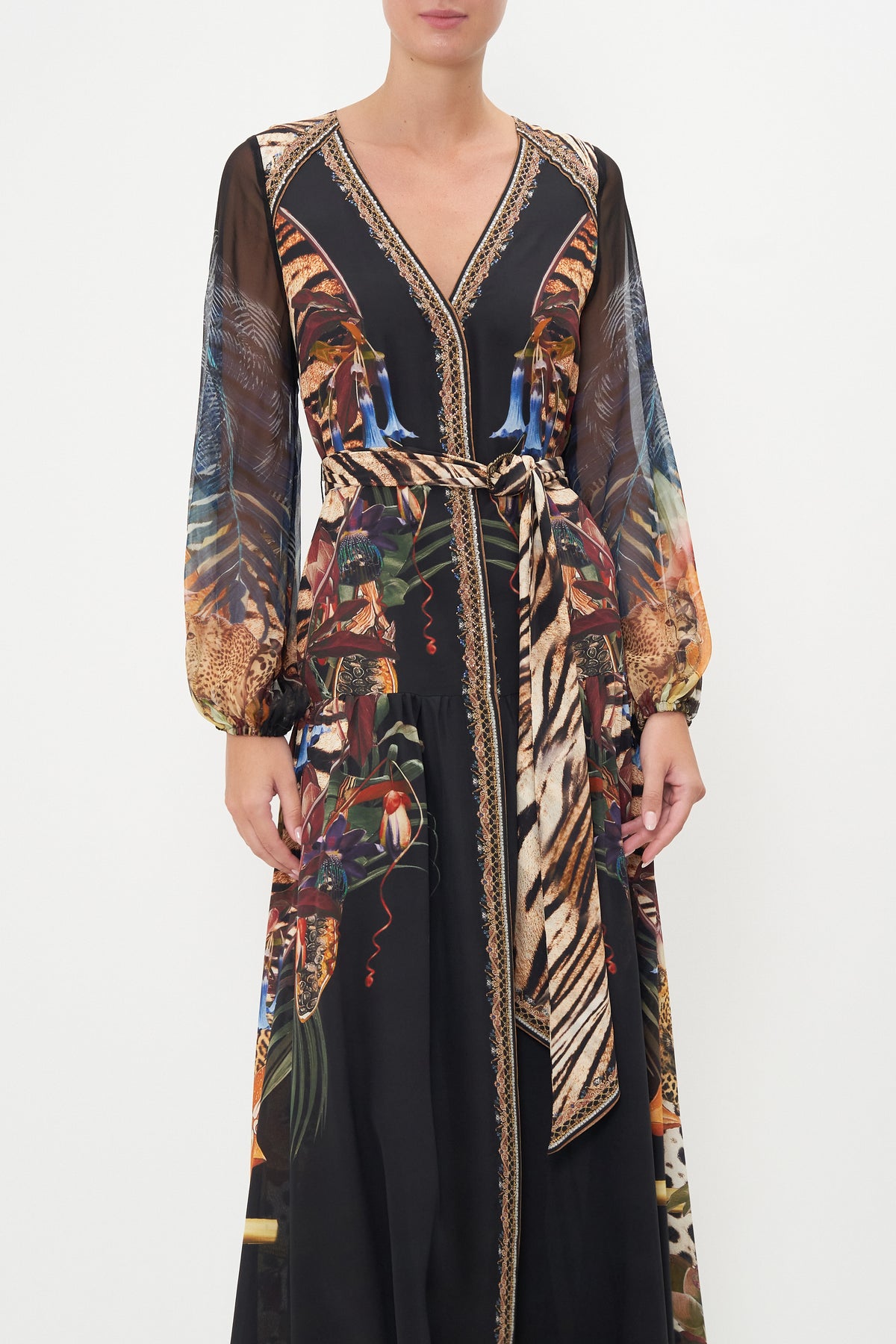 V NECK DRESS WITH BELT NATURAL INSTINCT