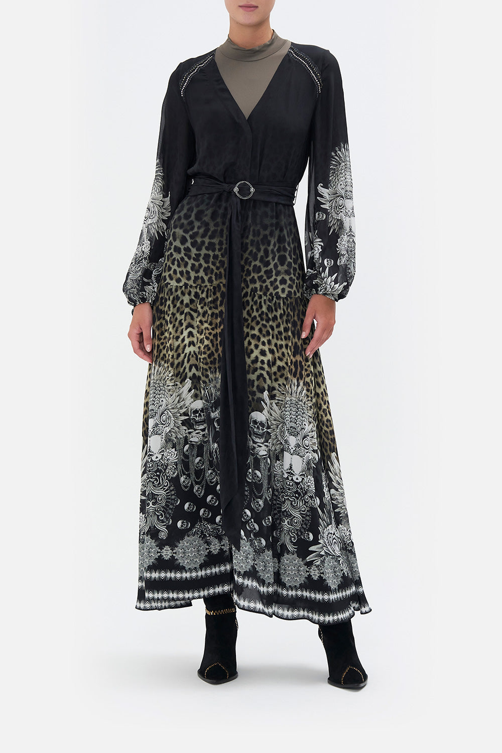 V NECK DRESS WITH BELT ORDER OF DISORDER