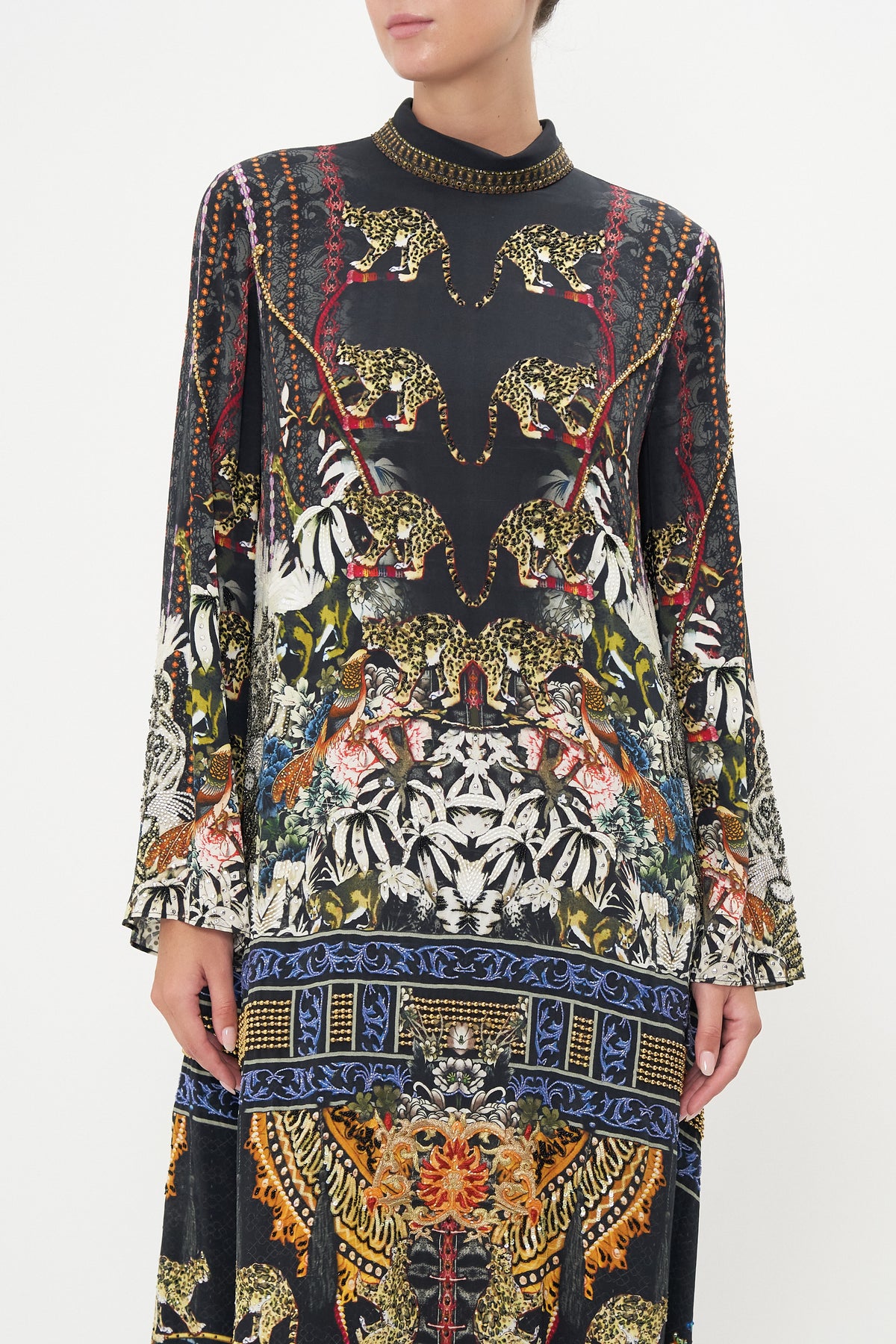 HIGH NECK LONG SLEEVE DRESS HOLLYWOOD HEIST