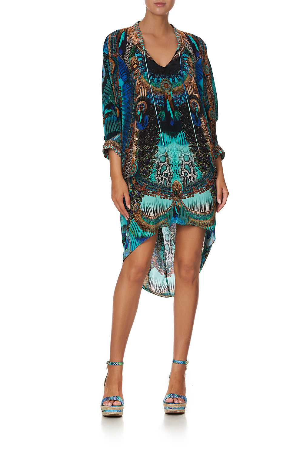 V-NECK DRESS WITH DRAPED BACK TEMPLE TEMPTRESS