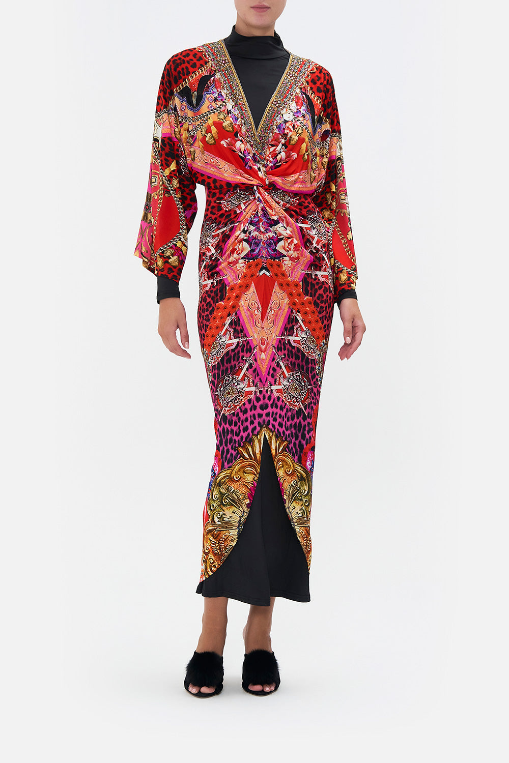 LONG SPLIT FRONT TWIST DRESS ARTESANIA MANIA