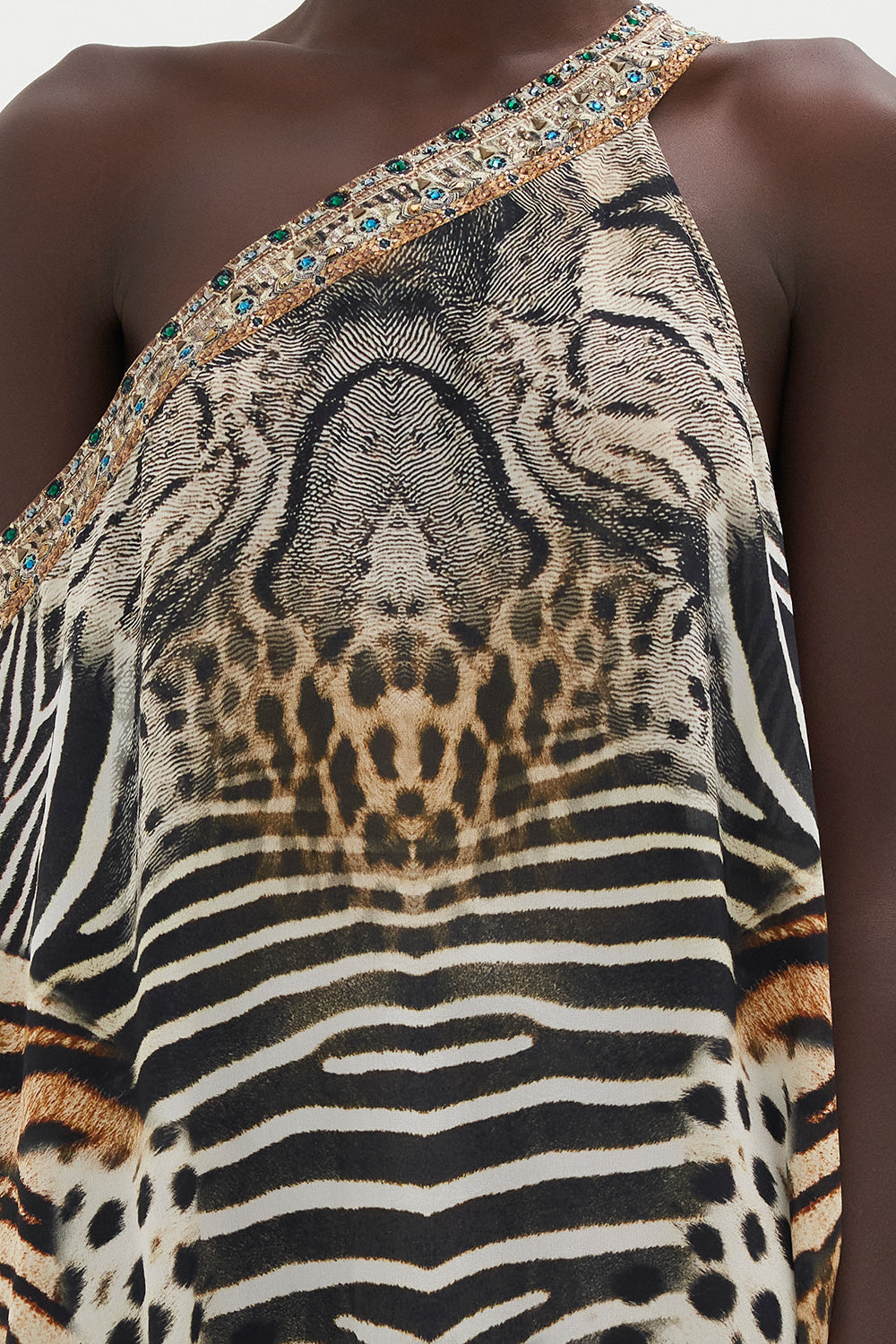 ONE SHOULDER KAFTAN WITH NECKBAND FOR THE LOVE OF LEO