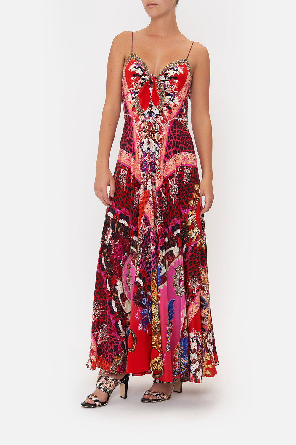 LONG DRESS WITH TIE FRONT ARTESANIA MANIA