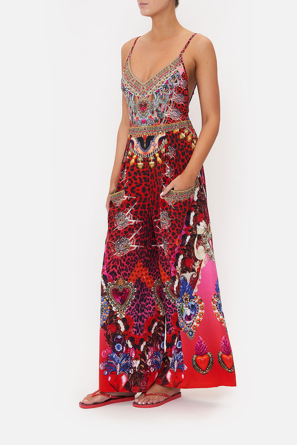 WIDE LEG TROUSER WITH FRONT POCKETS ARTESANIA MANIA