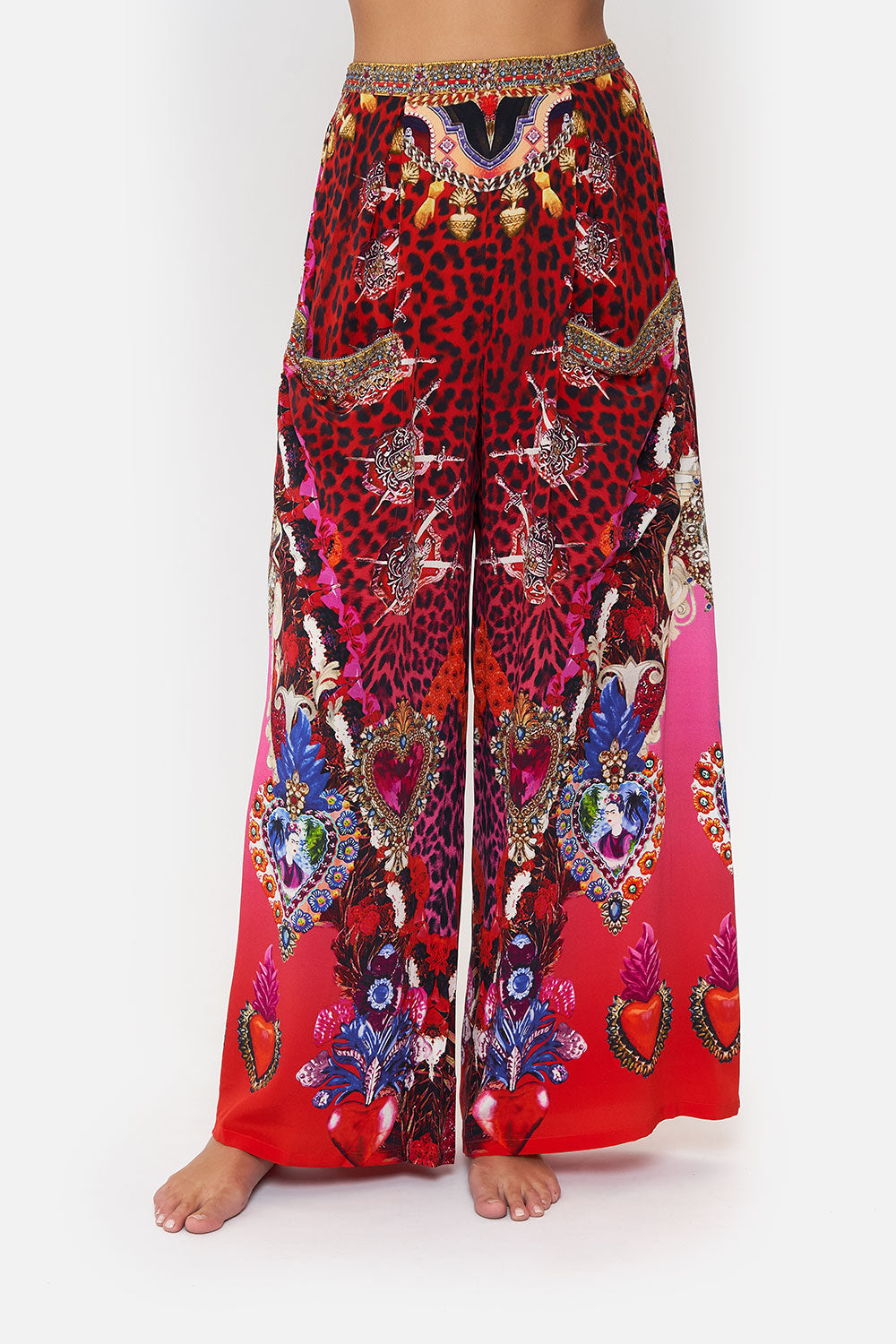 WIDE LEG TROUSER WITH FRONT POCKETS ARTESANIA MANIA