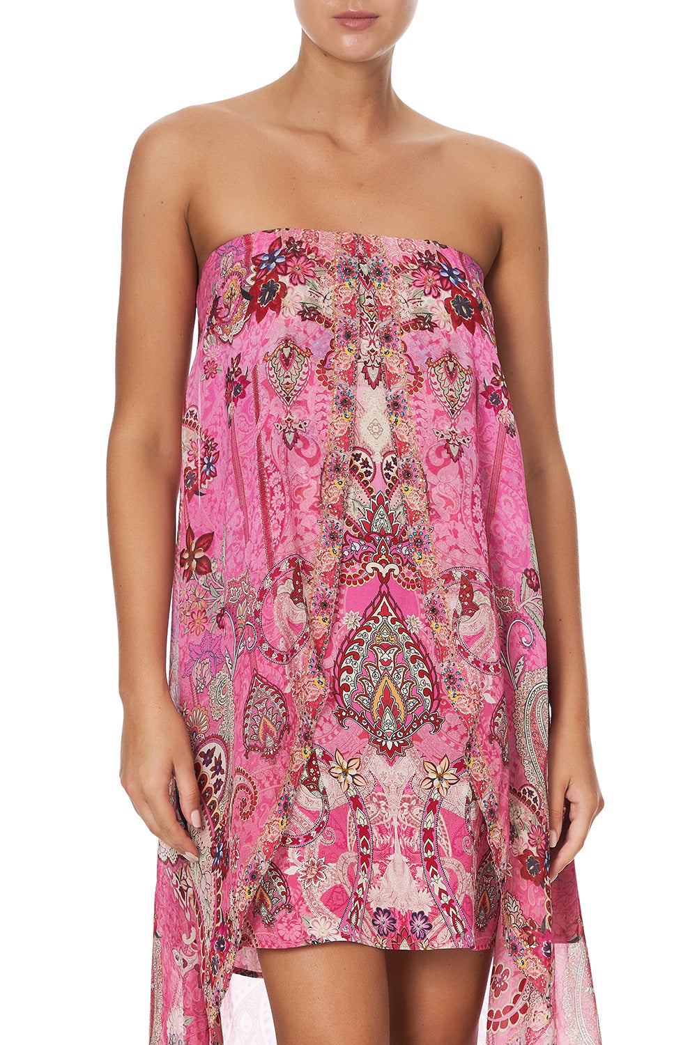 STRAPLESS OVERLAYER DRESS PALISADES PAISLEY