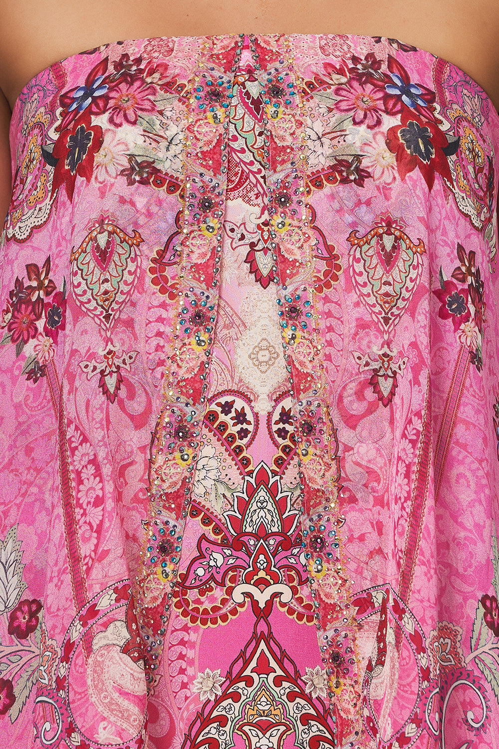 STRAPLESS OVERLAYER DRESS PALISADES PAISLEY