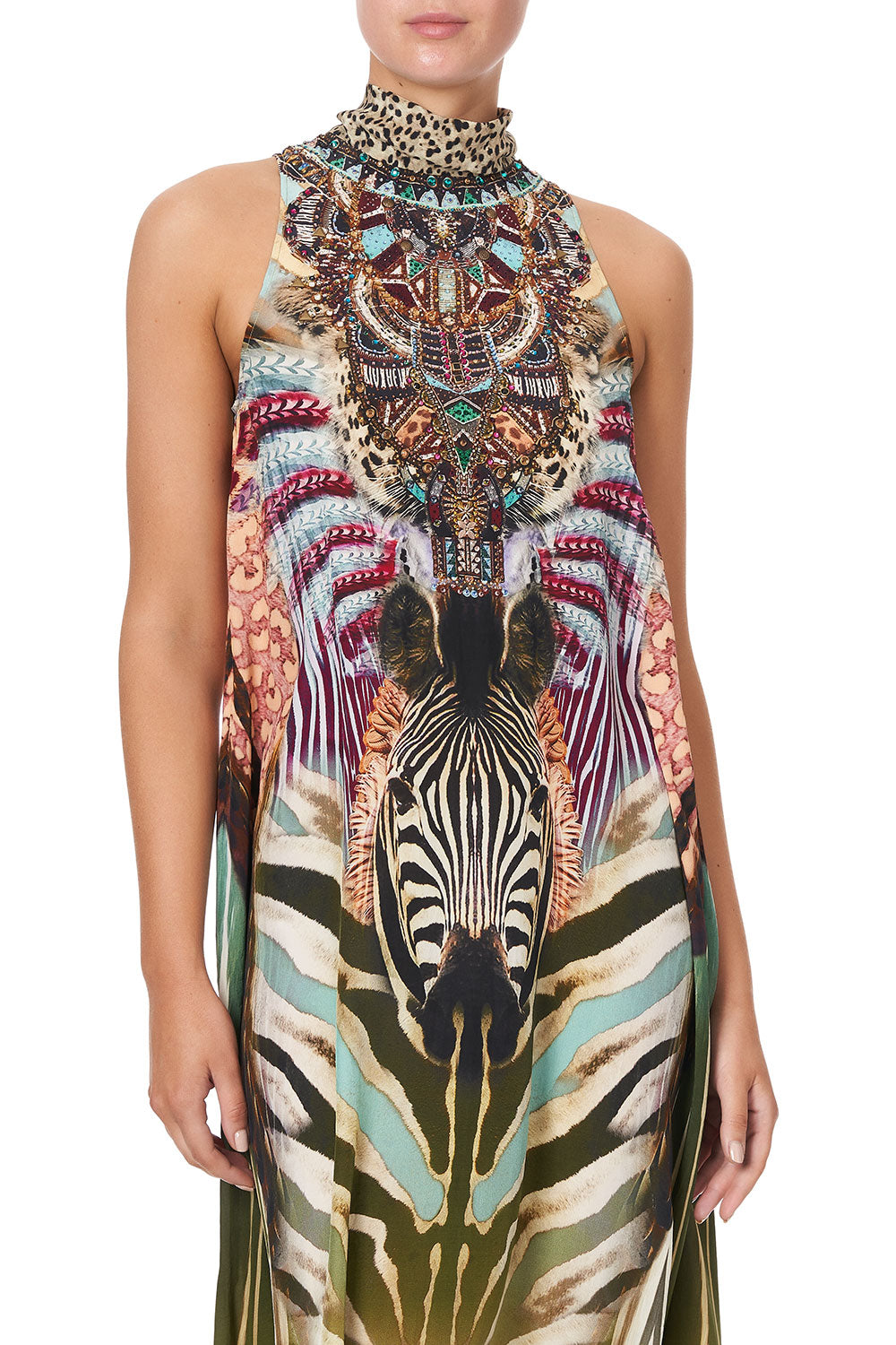 HIGH NECK DRESS WITH BACK NECK TIE UP ON CLOUD NINE