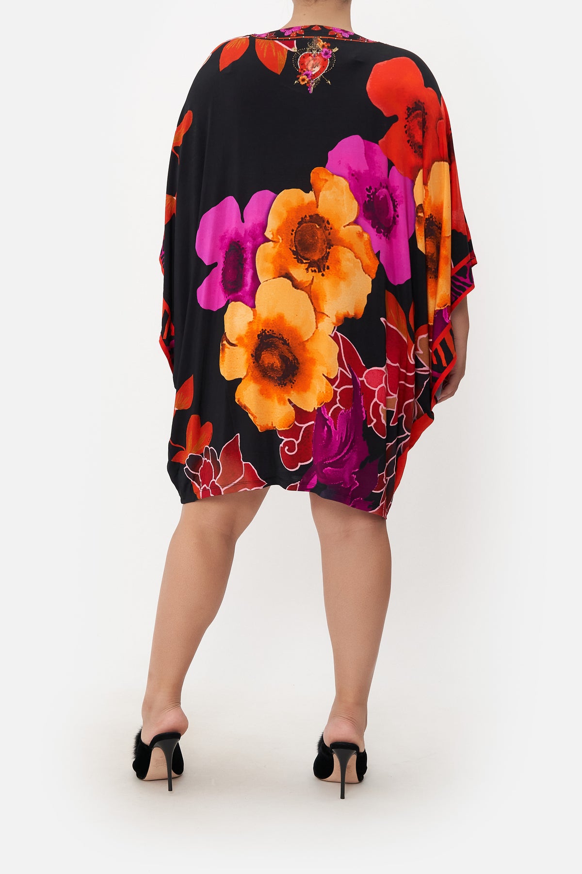 BAT SLEEVE DRESS MIDNIGHT POPPY