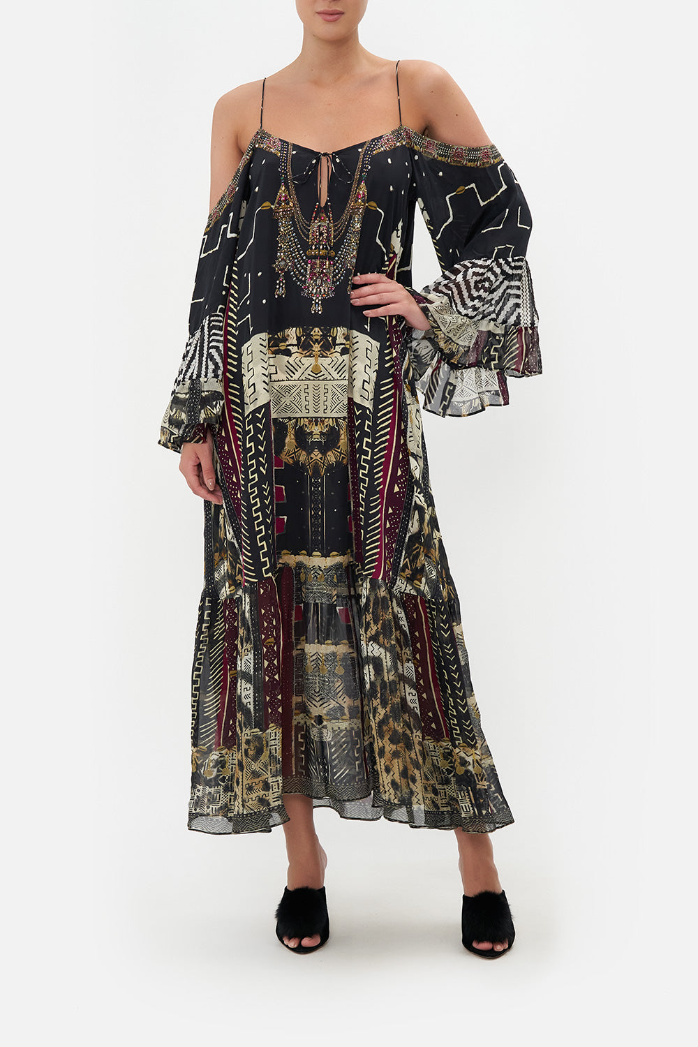 DROP SHOULDER LONG SLEEVE DRESS DESERT DREAMS