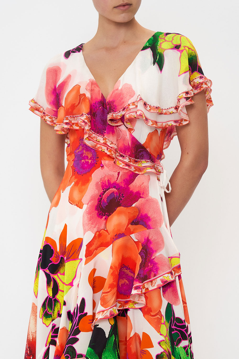 FRILL SLEEVE LONG DRESS PRETTY AS A POPPY